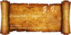 Zavarkó Imre névjegykártya